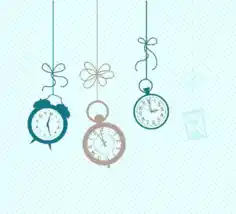 Colored Clock Background Hanging Icons Decor Free Vector