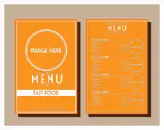 Free Download PDF Books, Fastfood Menu Design Circle Decoration On Orange Background Free Vector
