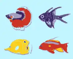 Fishes Background Colorful Icons Decor Free Vector