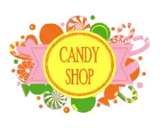 Candy Shop Background Various Colorful Objects Flat Ribbon Free Vector