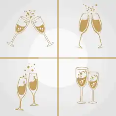 Cheering Wine Glasses Background Sets Cartoon Icons Sketch Free Vector