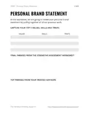 Free Download PDF Books, Personal Brand Statement Worksheet Template