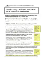 Personal Statement For Advertisement Job Template