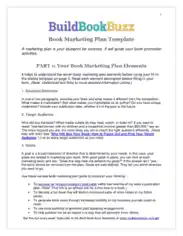 Printable Book Marketing Plan Template