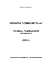 Small Business And Voluntary Organisation Business Continuity Template