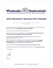 Wholesaler Business Plan Template