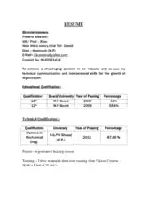 Diploma Student Resume Format in PDF Template
