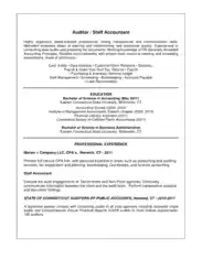 Free Download PDF Books, Staff Accountant Auditor Resume Template