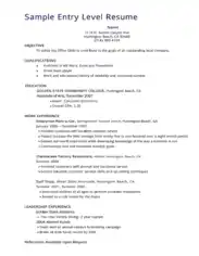 Entry Level Sales Resume Format Pdf Template