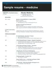 Free Download PDF Books, Format for Medicine Resume Template