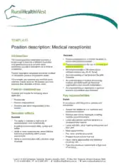 Free Download PDF Books, Medical Receptionist Job Description Template