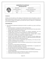 Free Download PDF Books, Administrative Assistant Job Description Template