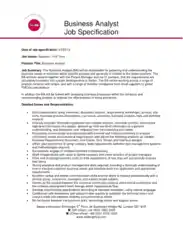 Business Analyst Job Specification Resume Summary Template