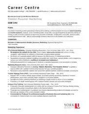 Experienced Marketing Resume Format Template