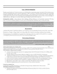 Free Download PDF Books, Call Center Manager Resume Template