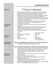 Free Download PDF Books, IT Project Manager Resume Sample Template
