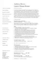 Free Download PDF Books, Logistics Manager Resume Format Template