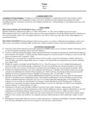 Project Manager Resume Objective Template