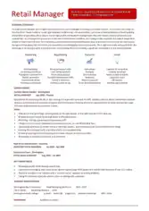 Retail Manager Resume Template PDF Template