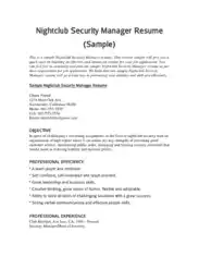 Security Operations Manager Resume Template