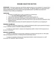 General Resume Objective Example Template