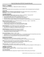 Free Download PDF Books, Special Education B.S.Ed Teacher Resume Template