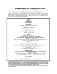 College Application Resume Example Template
