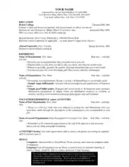 College Resume Outline Template