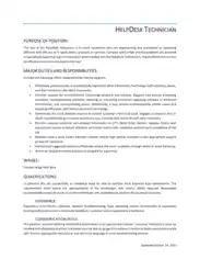 Free Download PDF Books, Professional Help Desk Technician Resume Template