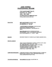 Free Download PDF Books, Professional Music Resume Template
