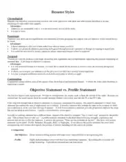 Professional Objective on Resume Styles Template