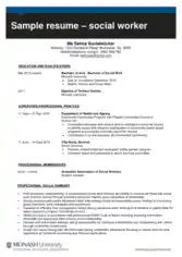 Professional Social Worker Resume Template