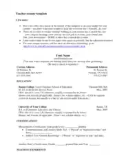 Free Download PDF Books, Professional Teaching Resume Format Template