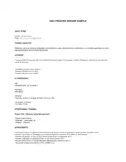 MBA Resume Career Objective Format Template