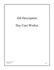 Daycare Worker Job Description for Resume Template