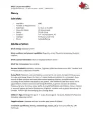 Free Download PDF Books, Nanny Job Description Resume Template