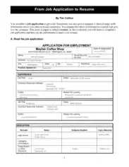 Free Download PDF Books, Printable Job Application Resume Template