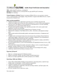 Visual Techinician Job Description PDF Template
