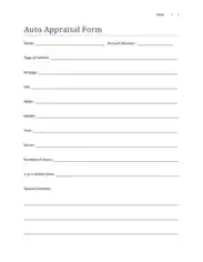 Auto Appraisal Form Sample Template