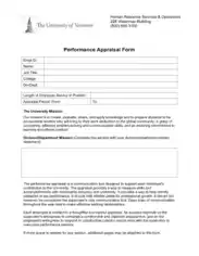 University Employee Performance Appraisal Form Template