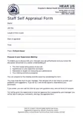Staff Self Appraisal Form Template