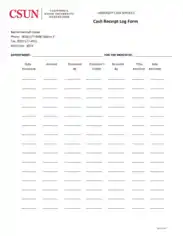 Free Download PDF Books, Cash Receipt Log Form Template