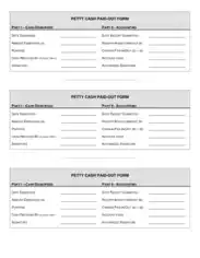 Petty Cash Paid Out Form Template