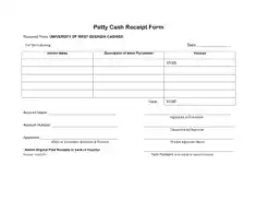 Petty Cash Receipt Form Template