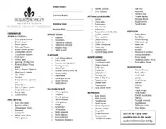 Example Wedding Registry Checklist Template