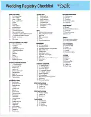 Wedding Registry Checklist Printable Template