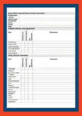 Free Download PDF Books, Daily Work Vehicle Checklist Template
