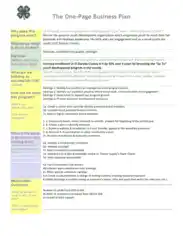 One Page Business Plan Free Download Template