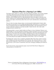 Business Plan for A Startup Law Office Free Template