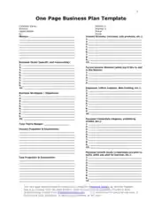 One Page Business Plan Free Free Template